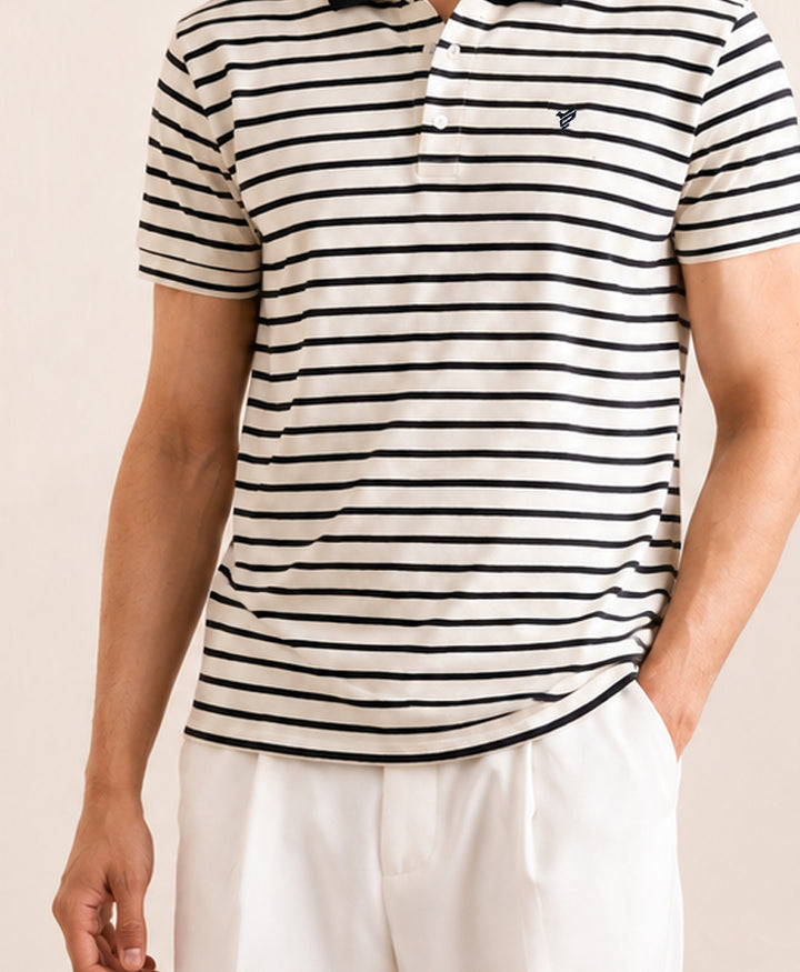 CREAM HERITAGE STRIPPED POLO