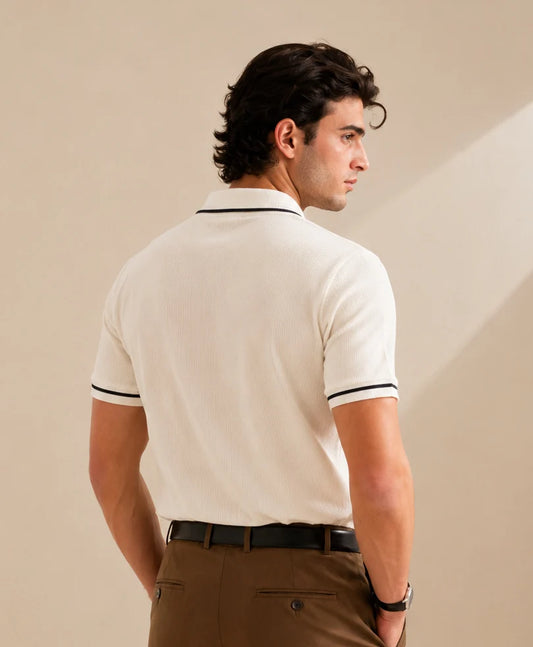CREAM WAFFLE TIPPING POLO