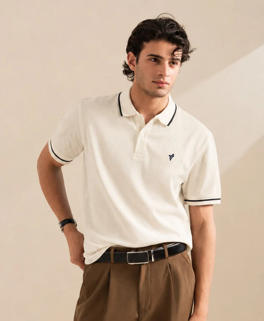 CREAM WAFFLE TIPPING POLO
