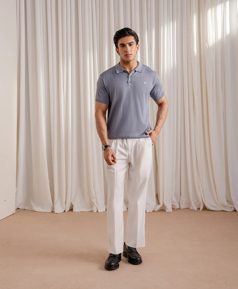 Basic Knitted POLO Rise Blue