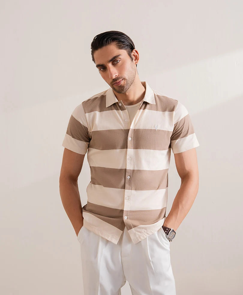 CAMEL RETRO STRIPED SHIRT