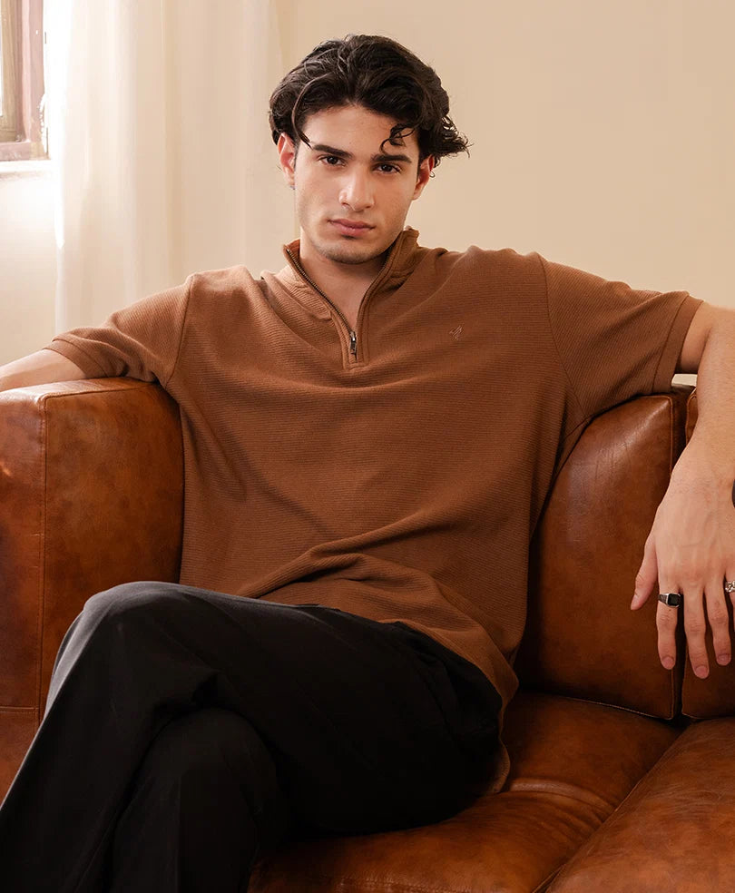 Toffee Mock Zip POLO