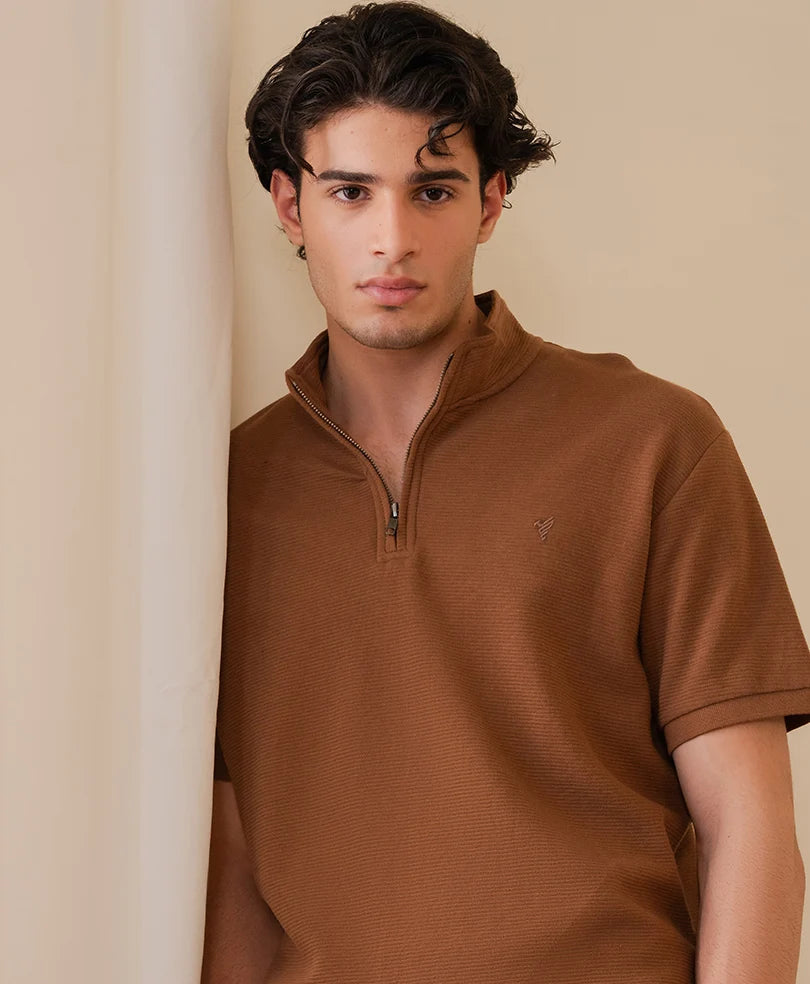 Toffee Mock Zip POLO