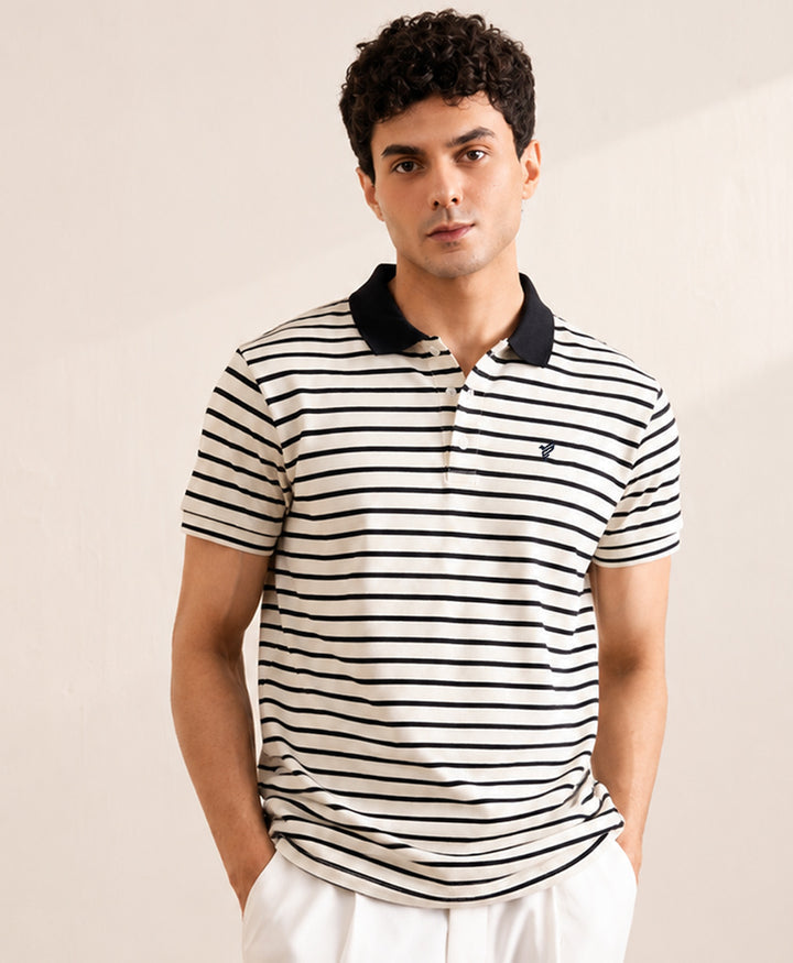 CREAM HERITAGE STRIPPED POLO