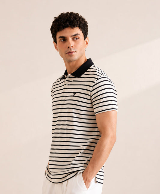 CREAM HERITAGE STRIPPED POLO