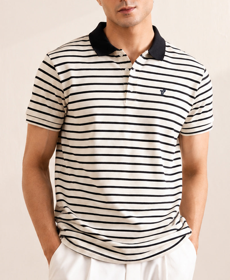 CREAM HERITAGE STRIPPED POLO
