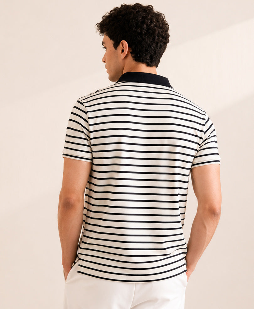 CREAM HERITAGE STRIPPED POLO