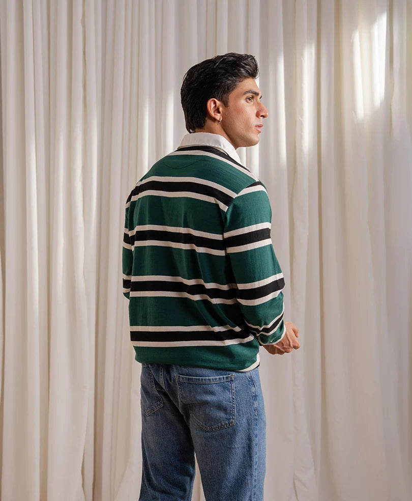 Green Monaco Stripe Rugby