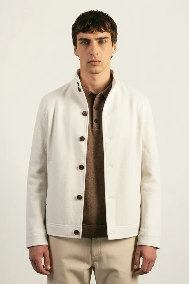 Tailored Herringbone Jacket – White